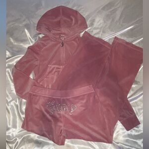 Juicy Couture Pink Velour Jacket and Pants Set